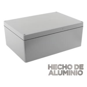 Gabinete de Aluminio para Exterior (IP66) de 390 x 280 x 158 mm con Rápida Disipación de Calor, Cierre por Tornillos con Bisagra.