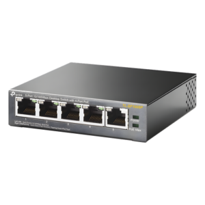 Switch PoE no Administrable de escritorio / 5 puertos 10/100 Mbps / 4 puertos PoE af/at / Presupuesto 67 W / Modo Extensor hasta 250 m / Calidad video prioritaria