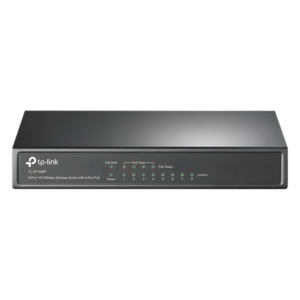 Switch PoE+ No Administrable / De Escritorio 8 puertos 10/100 Mbps / 4 puertos PoE af/at Inteligente / Presupuesto 66 W / Hasta 250 metros