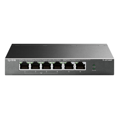 Switch PoE no Administrable de escritorio / 6 puertos 10/100 Mbps / 4 puertos PoE af/at / Presupuesto 67 W / Modo Extensor hasta 250 m / Calidad video prioritaria - Imagen 2