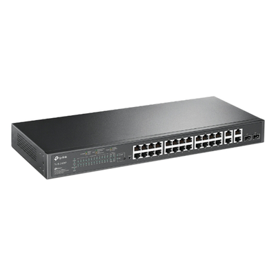 Switch PoE+ JetStream SDN Administrable 24 puertos 10/100 Mbps + 2 puertos 10/100/1000 Mbps (Uplink) + 2 puertos SFP (combo 2 RJ45 10/100/1000 Mbps), 250W, administración centralizada OMADA SDN - Imagen 2