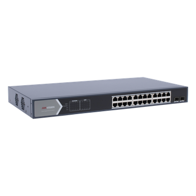 Switch Gigabit PoE+ / Administrable / 24 Puertos 1000 Mbps PoE+ / 2 Puertos SFP / Configuración Remota desde Hik-PartnerPro / PoE Extendido 250 Metros / 370 Watts - Imagen 2