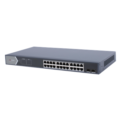 Switch Gigabit PoE+ / Administrable / 24 Puertos 1000 Mbps PoE+ / 2 Puertos SFP / Configuración Remota desde Hik-PartnerPro / PoE Extendido 250 Metros / 370 Watts - Imagen 3