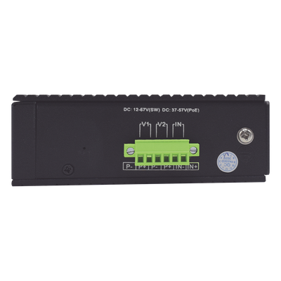 Switch PoE Industrial No administrable / Puertos 1-2 PoE 802.3 af/at y PoE 24 Vcc Pasivo 30W / Puertos 3-4 PoE 802.3 af/at/bt Hasta 60W / Puertos 5-8 PoE 802.3 af/at Hasta 30W / Los 8 puertos son Gigabit + 2 SFP combo / Presupuesto 300W - Imagen 3