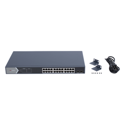 Switch Gigabit PoE+ / Administrable / 24 Puertos 1000 Mbps PoE+ / 2 Puertos SFP / Configuración Remota desde Hik-PartnerPro / PoE Extendido 250 Metros / 370 Watts - Imagen 4