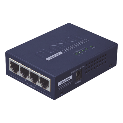 Inyector High PoE, de 4 Puertos Gigabit de Entrada, 4 Puertos PoE 802.3af/at Gigabit de Salida Para Cada Puerto, Hasta 30 W por interfaz - Imagen 3