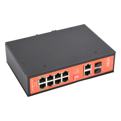 Switch PoE Industrial No administrable / Puertos 1-2 PoE 802.3 af/at y PoE 24 Vcc Pasivo 30W / Puertos 3-4 PoE 802.3 af/at/bt Hasta 60W / Puertos 5-8 PoE 802.3 af/at Hasta 30W / Los 8 puertos son Gigabit + 2 SFP combo / Presupuesto 300W - Imagen 5