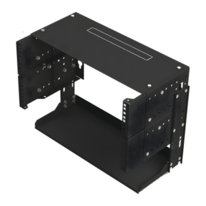 Rack Abierto de montaje en Pared, de 19in, 5 Unidades de rack, Profundidad Ajustable (8" a 12") con Charola de Uso Múltiple.