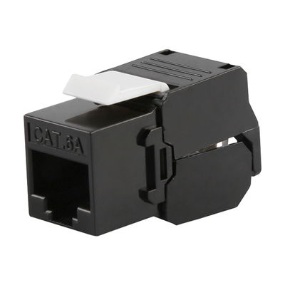 Módulo Jack Keystone Cat6A (toolless), con terminación en ángulo 180 º Color Negro, Compatible con Faceplate y Patchpanel Linkedpro