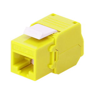 Módulo Jack Keystone Cat6A (toolless), con terminación en ángulo 180 º Color Amarillo, Compatible con Faceplate y Patchpanel Linkedpro