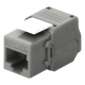 Módulo Jack Keystone Cat5e (Toolless), con Terminación en Ángulo 180 - Color Gris, Compatible con Faceplate y Patchpanel Linkedpro