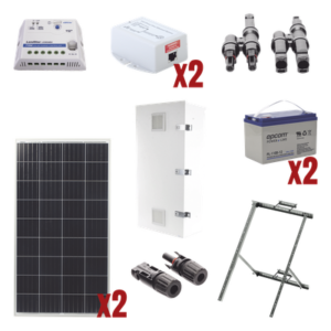 Kit Solar de 28 W con PoE Pasivo 24 Vcc para 2 Radios de Ubiquiti airMAX, Cambium ePMP