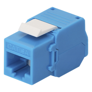 Módulo Jack Keystone Cat6A (Toolless), con Terminación en Ángulo 180 - Color Azul, Compatible con Faceplate y Patchpanel Linkedpro