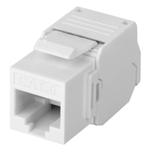 Módulo Jack Keystone Cat6 (Toolless), con Terminación en Ángulo 180 - Color Blanco, Compatible con Faceplate y Patchpanel Linkedpro