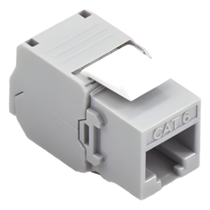 Módulo Jack Keystone Cat6 (Toolless), con Terminación en Ángulo 180 Grados Color Gris, Compatible con Faceplate y Patchpanel Linkedpro