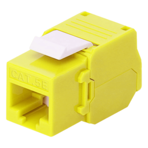 Módulo Jack Keystone Cat5e (Toolless), con Terminación en Ángulo 180 - Color Amarillo, Compatible con Faceplate y Patchpanel Linkedpro