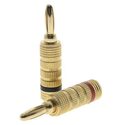 Kit Conector Banana Tipo Tornillo para Bocinas | Instalaciones Profesionales de Audio | Chapado en Oro | Color Negro + Rojo (2 Piezas) - Imagen 2