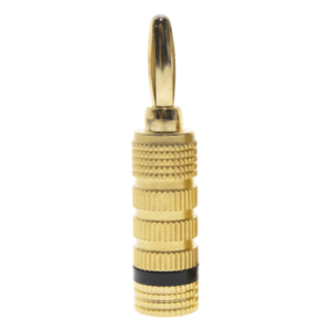 Conector Banana Tipo Tornillo para Bocinas | Instalaciones Profesionales de Audio | Chapado en Oro | Color Negro (1 Pieza)
