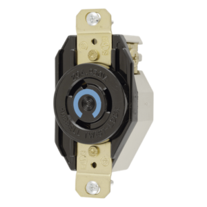 Receptáculo de Media Vuelta Industrial para Empotrar/ 20A 250V/ 2 Polos 3 Hilos/ NEMA L6-20R / Color Negro.