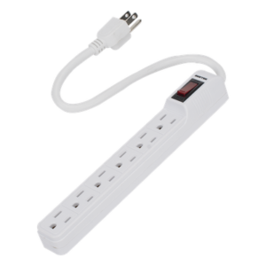 Multicontacto con cable 30 cm. 6 tomas 127 Vca línea, tierra, neutro 15 A max.