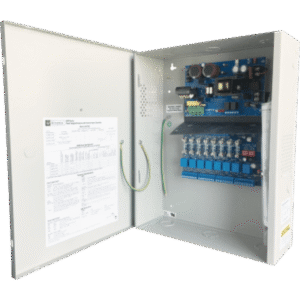 Fuente de poder ALTRONIX de 12/24 Vcc @ 6 Amper, con capacidad de batería de respaldo, requiere batería, 8 salidas, con voltaje de entrada de 115 Vca