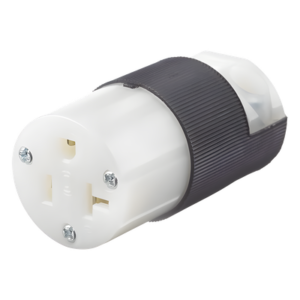 Conector Entrada Recta/ 20 A 125V/ 2 Polos 3 Hilos/ Nema 5-20 R/ Grado Industrial- Comercial / Color Negro-Blanco.