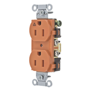 Contacto Dúplex Conexión a Tierra Aislada/ 15A 125V/ 2 polos 3 Hilos/ Nema 5-15R /Grado Comercial/ Color Naranja.