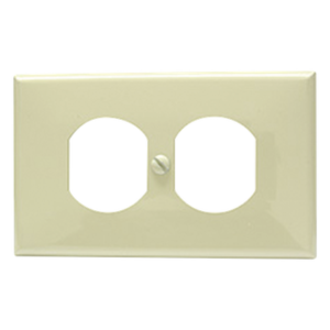 Placa de plástico para contacto dúplex color marfil.