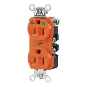Contacto Dúplex 15 A 125 V 2 Polos, 3 Hilos Color Naranja (Nema 5-15R). Grado Hospital.