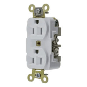 Contacto Dúplex 15 A 125 V 2 Polos, 3 Hilos Color Blanco (Nema 5-15R). Grado Industrial.