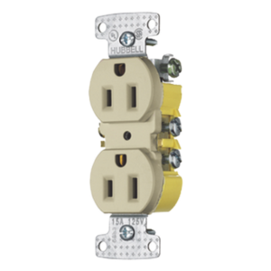 Contacto Duplex 15A 125V/ 2 Polos 3 Hilos / Cableado posterior y lateral / Nema 5-15R / Color Marfil.