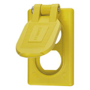 Tapa Resistente a Intemperie para Contacto Dúplex/ Color Amarillo/ Grado Marino.
