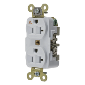 Contacto Dúplex Conexión a Tierra Aislada/ 20 A 125 V/ 2 polos 3 Hilos/ Color Blanco/ Nema 5- 20R/ Grado Industrial.