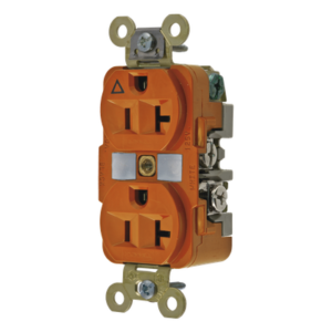 Contacto Dúplex Conexión a Tierra Aislada/ 20 A 125 V/ 2 polos 3 Hilos/ Color Naranja/ Nema 5- 20R/ Grado Industrial.