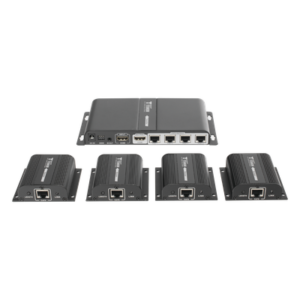 Kit Divisor y Extensor HDMI (Extender Splitter) / Divide 1 Fuente HDMI a 4 Pantallas / Extiende la señal HDMI hasta 40 m / Resolución 1080P @ 60 Hz / Cat 6/6a/7 / Cero Latencia / Salida Loop en el Tx / IR / Alimente solo el Tx (PoC).
