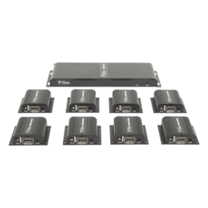 Kit Divisor y Extensor HDMI (Extender Splitter) / Divide 1 Fuente HDMI a 8 Pantallas / Extiende la señal HDMI hasta 40 m / Resolución 1080P @ 60 Hz / Cat 6/6a/7 / Uso 24/7 / Salida Loop en el Tx / IR / Alimente solo el Tx (PoC).
