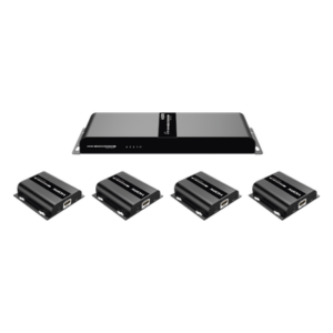 Kit Divisor y Extensor HDMI (Extender Splitter) | Divide 1 Fuente HDMI a 4 Pantallas | Extiende la señal HDMI hasta 120 m | Resolución 1080P @ 60 Hz | Cat 6/6a | Soporta IR | Baja Latencia | Uso24/7 | Alimente solo el Tx (PoC).