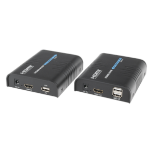 Kit extensor KVM (HDMI y USB) hasta 120 metros / Resolución 1080P @ 60 Hz/ Soporta Cables de red STP y UTP CAT5/5E/6 / HDMI 1.3 / HDCP 1.2 / PCM / Transmite el Video, Mouse, Teclado y Controla tu DVR vía USB a distancia
