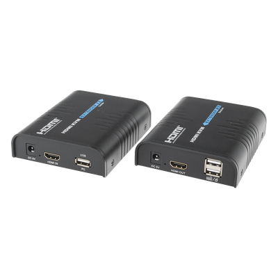 Kit extensor KVM (HDMI y USB) hasta 120 metros / Resolución 1080P @ 60 Hz/ Soporta Cables de red STP y UTP CAT5/5E/6 / HDMI 1.3 / HDCP 1.2 / PCM / Transmite el Video, Mouse, Teclado y Controla tu DVR vía USB a distancia