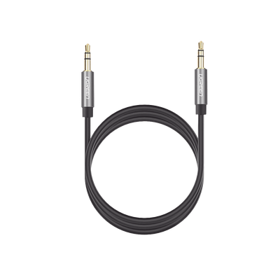 Cable Auxiliar 2 Metros / Conector 3.5mm a 3.5mm / Macho a Macho / Cubierta de TPE / Carcasa de Aluminio / Color Negro - Imagen 2