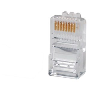 Plug RJ45 Cat5e, Para Cable UTP Calibre 22 a 26 AWG, Chapado en Oro de 50 Micras