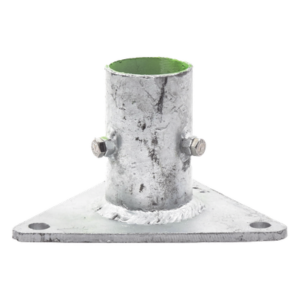 Base Triangular para Mástil de 1" a 2" con Opresores. Galvanizado por Inmersión en Caliente.