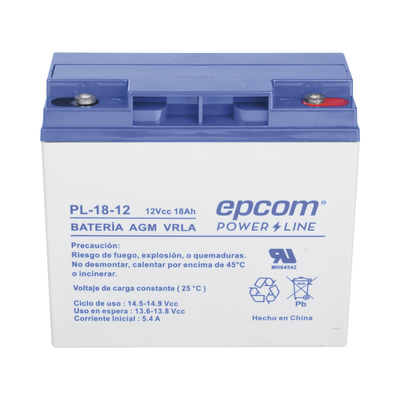 Batería 12 Vcc / 18 Ah / UL / Tecnología AGM-VRLA / Para uso en equipo electrónico Alarmas de intrusión / Incendio/ Control de acceso / Video Vigilancia / Terminales de tornillo M5 ( HEX ) / Cargador recomendado CHR-80. - Imagen 2