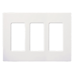 Placa de pared Claro de 3 espacios sin tornillos visibles, color blanco brillante, para atenuadores, apagadores y controles Pico Lutron