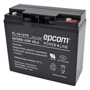 Batería 12 Vcc / 18 Ah / UL / AGM-VRLA / Retardante a la flama / Para uso en equipo electrónico,Alarmas de intrusión / Incendio/ Control de acceso / Video Vigilancia / Terminales tipo M5 ( HEX ) / Cargador recomendado CHR-80.