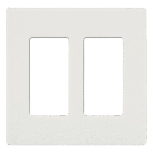 Placa de pared Claro de 2 espacios sin tornillos visibles, color blanco brillante, para atenuadores, apagadores y controles Pico Lutron