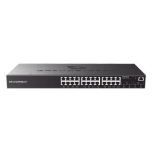 Switch PoE+ Administrable / 24 Puertos 10/100/1000 Mbps + 4 SFP / 360W PoE Total / Switching 56 Gbps / Cloud GWN Sin Costo / Montable en Rack