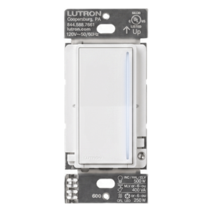 Atenuador de pared táctil Sunnata Pro LED+ con barra de luz, 250 W LED o 500 W incandescente a 120 V, requiere neutro, color blanco brillante, para sistema RadioRA 3