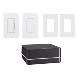 Kit de control de iluminación RA2 Select con repetidor principal, atenuador de 600 W, interruptor de 8 A y dos placas Claro, control desde la app Lutron y asistentes de voz