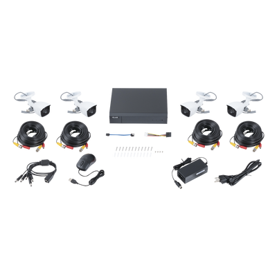 KIT TurboHD 1080p / DVR 4 canales / 4 Cámaras Bala de Metal / H.265+ / 1 Fuente de Poder Profesional / Accesorios de Instalación - Imagen 2